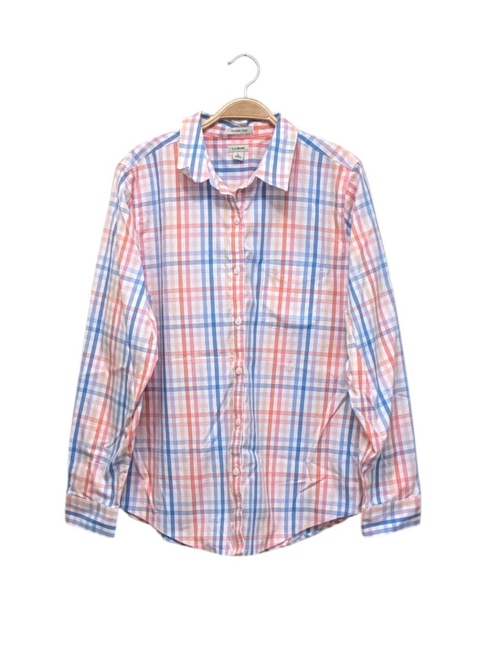L.L. Bean Women's Wrinkle Free Pinpoint Oxford Long Sleeve Pastel Shirt Large